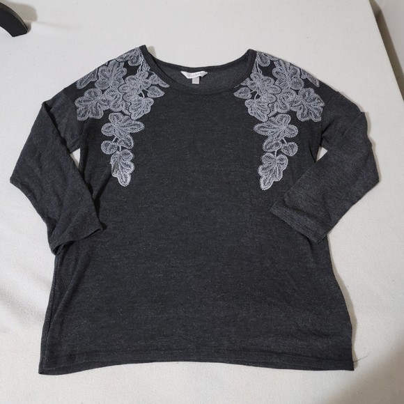 Charming Charlie Floral embroidered long sleeve top boho S - Picture 5 of 10